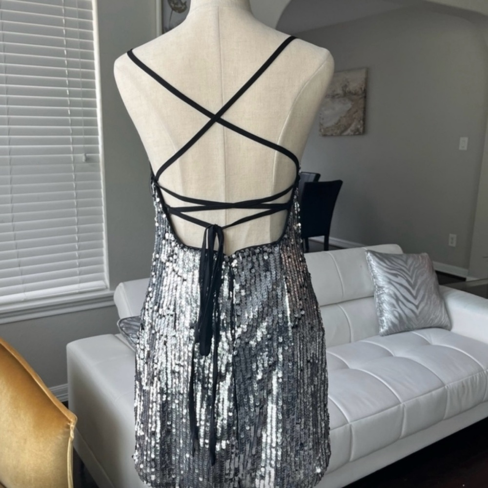 Silver/Black tone sequin dress